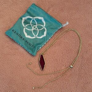 Kendra Scott Gold Necklace with Deep Red Pendant